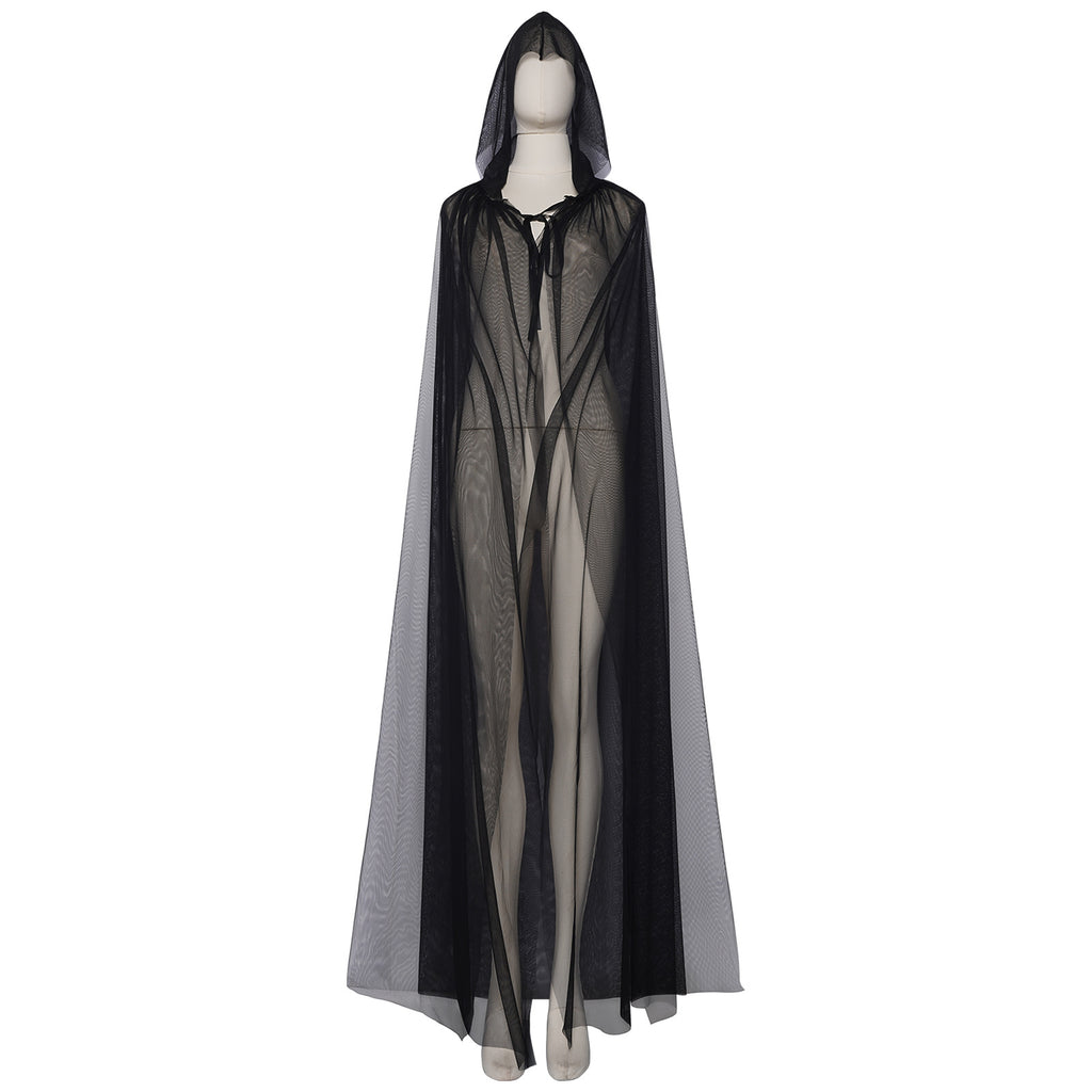Hooded Dark Witch Cloak Cosplay Costume Halloween Long Cape Cosplay Anime Stage Costume