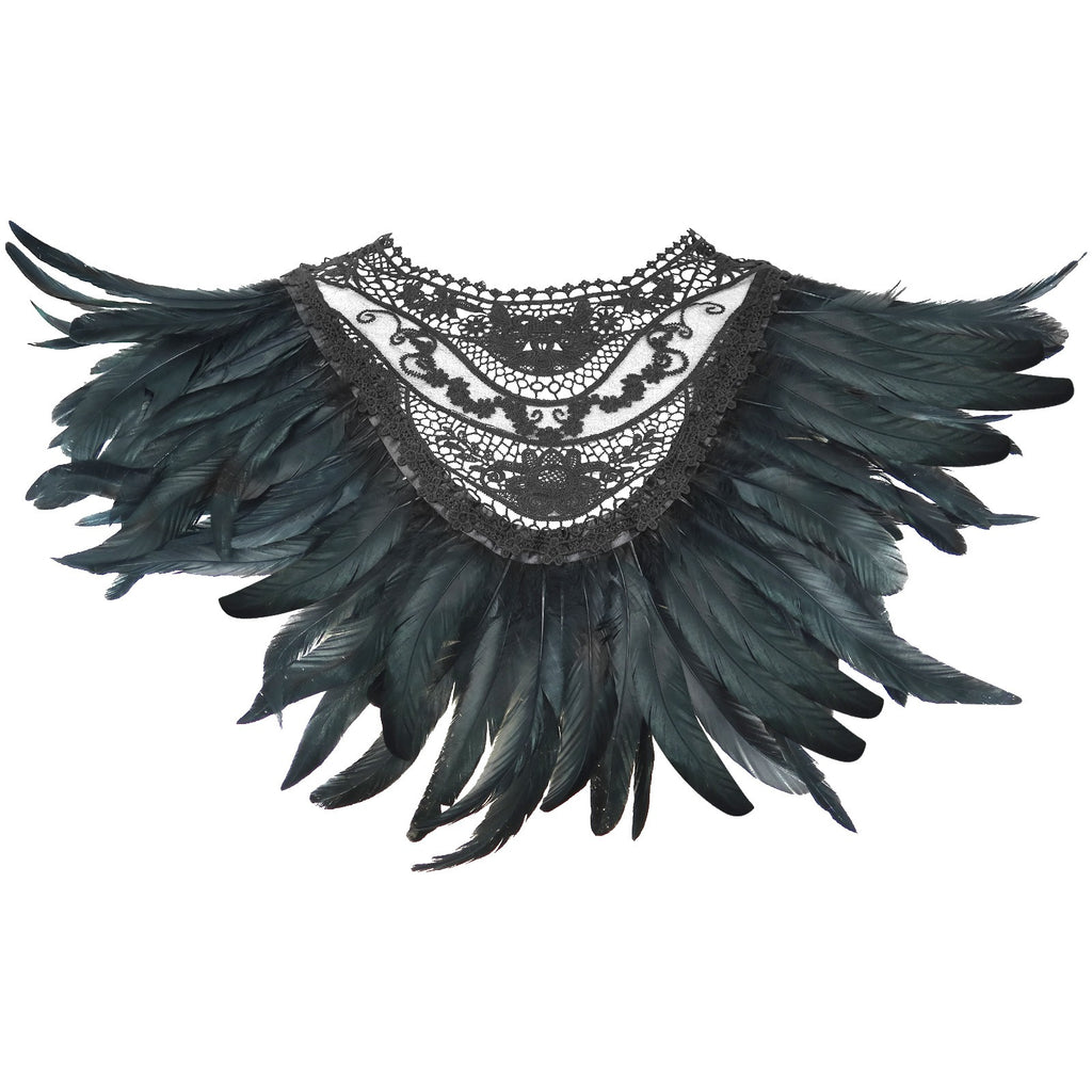 Feather shawl gothic cosplay makeup ball accessories runway stage costumes