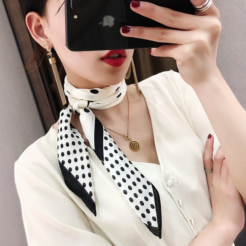 New 70 Dot Scarf, Small Square Scarf for Women's Decoration, Fashionable Summer Thin Retro Japanese Literary Scarf