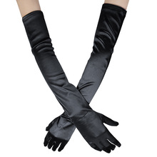 Satin Elastic Satin Cosplay Women's Halloween Gloves Sexy Dinner Performance Velvet Wedding Gloves