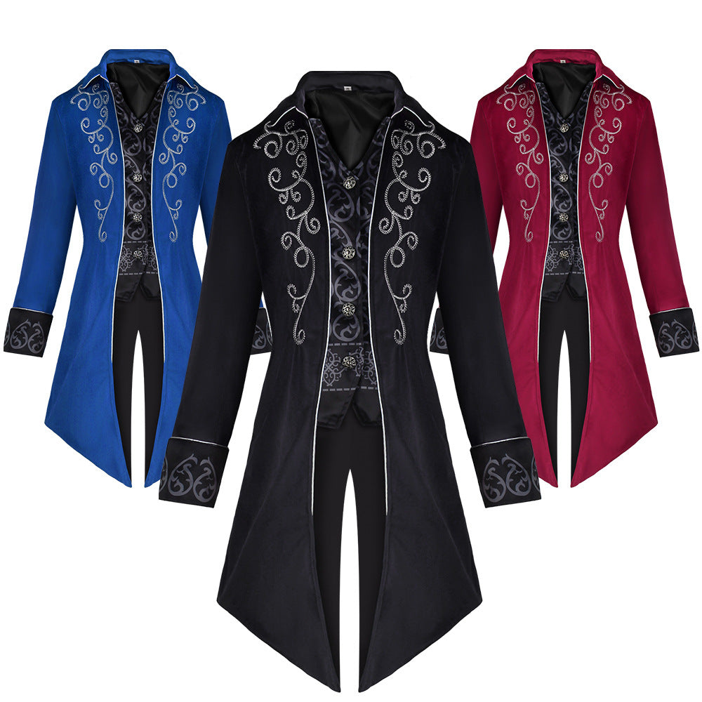 Halloween retro costume medium long punk men's cosplay coat