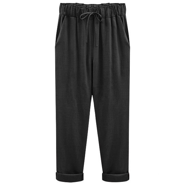 Pants women's cotton and linen cropped pants loose and thin linen women's pants