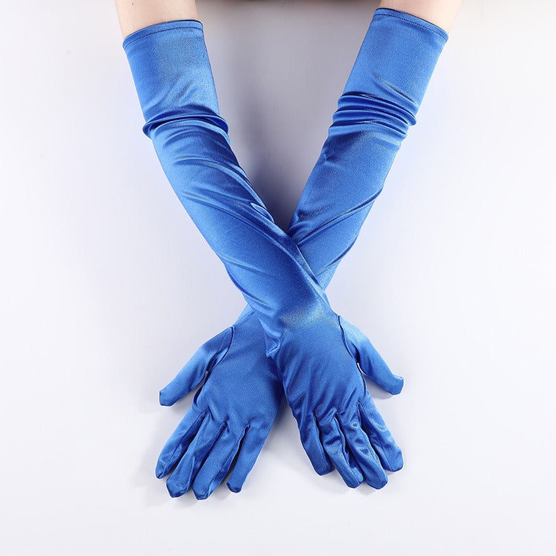Satin Elastic Satin Cosplay Women's Halloween Gloves Sexy Dinner Performance Velvet Wedding Gloves