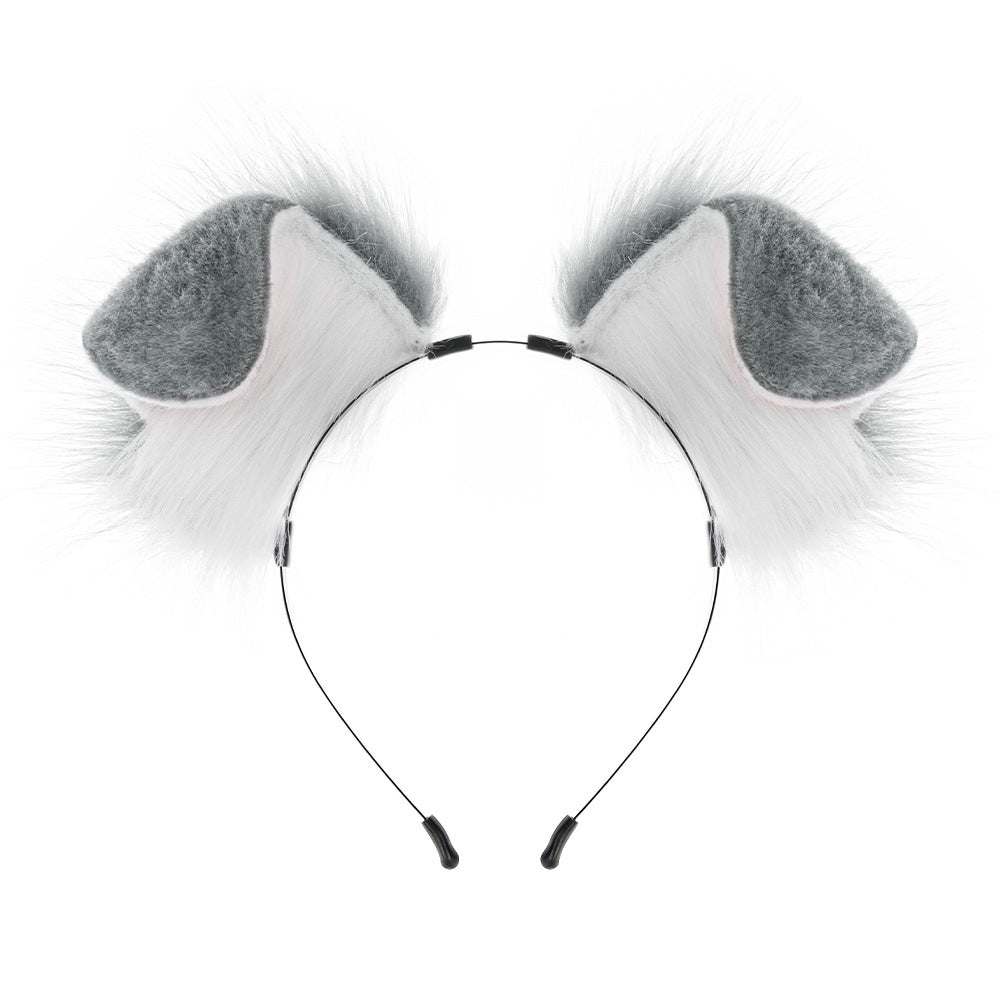 Handmade Plush Folded Ear Dog Headband Animal Ears Hair Accessory Cosplay Dog Ears Performance Tail Accessories