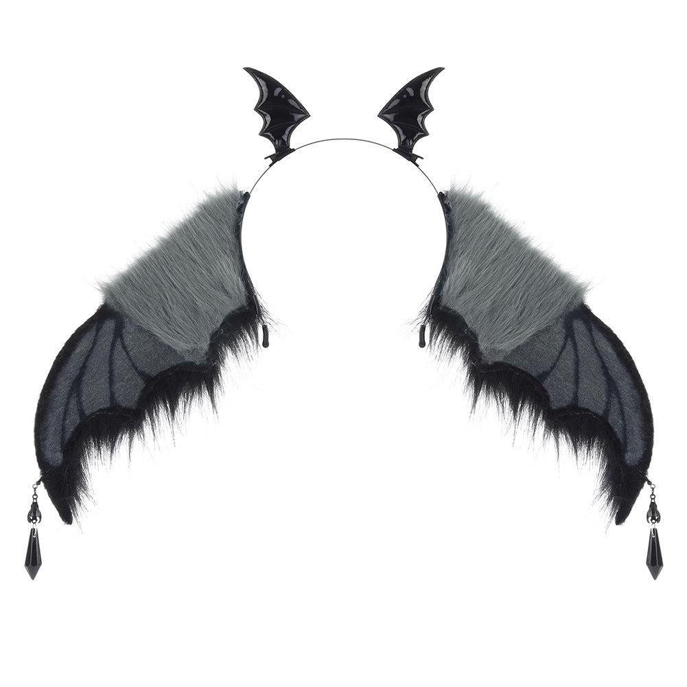 Dark Style Devil Bat Headband Halloween Convention Devil Horns Cosplay Bendable Animal Ears Performance Prop