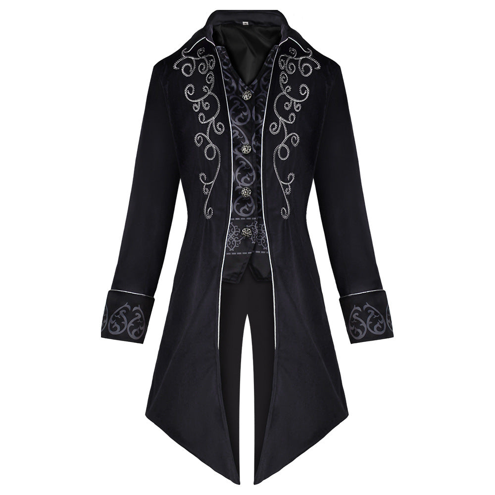 Halloween retro costume medium long punk men's cosplay coat
