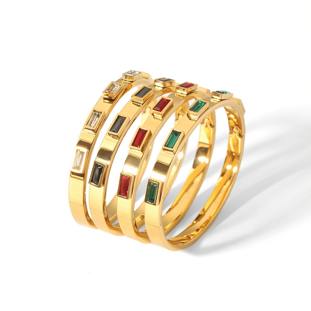 Geometric Bracelet Stainless Steel Zircon Bracelet Fashion Retro Titanium Steel Bracelet