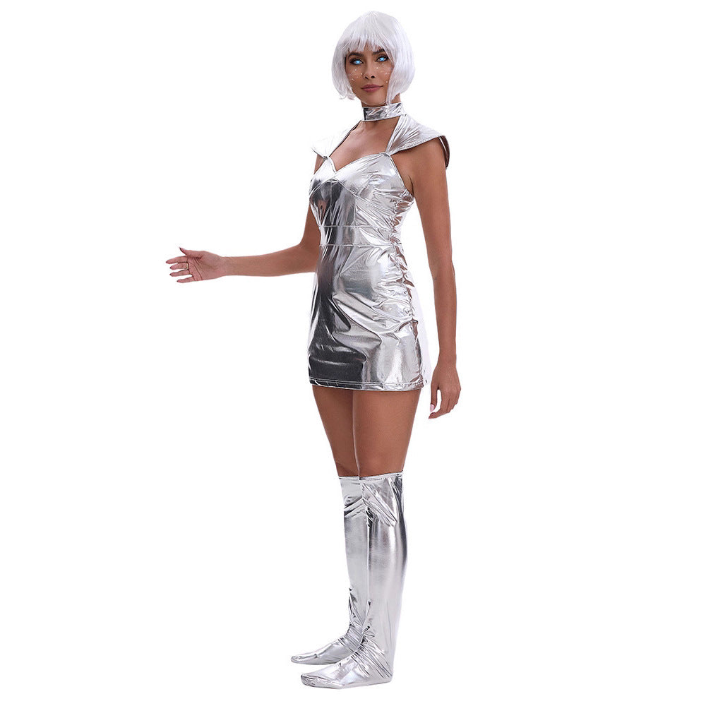 Mechanical Era Silver Spacesuit Cosplay Halloween Planet Warrior Astronaut Costume