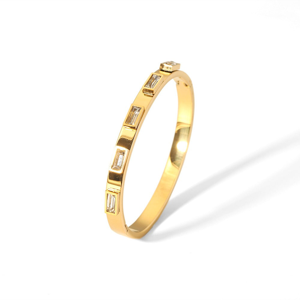 Geometric Bracelet Stainless Steel Zircon Bracelet Fashion Retro Titanium Steel Bracelet