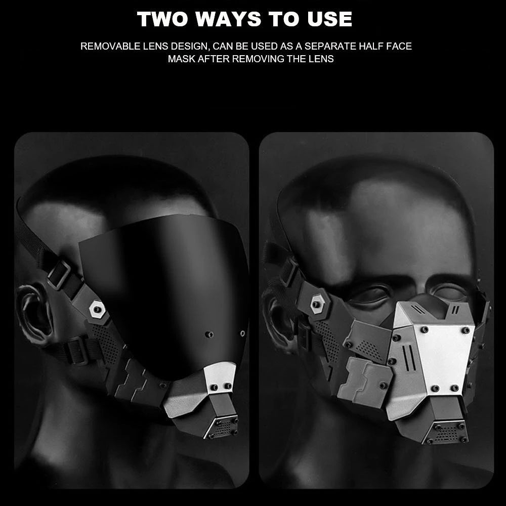 Cyberpunk Cosplay Full Face Mask Removable Double Sided Anti-fog Lens Sports Protective Mask