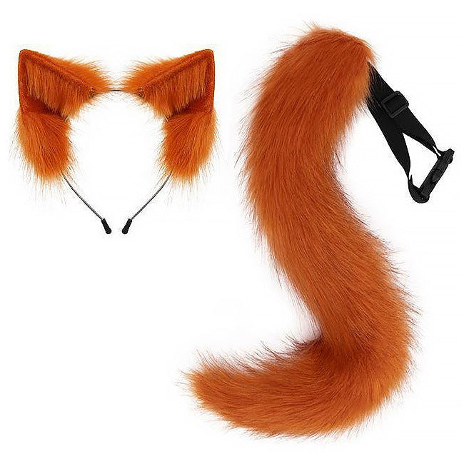 Halloween Cosplay Fake Fox Fur Tail Costume Accessory Animal Tail Cat Ear Headband Hairband Drop Shipping