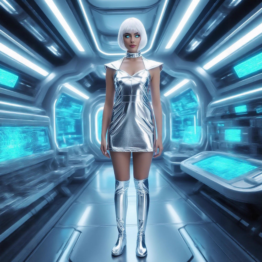Mechanical Era Silver Spacesuit Cosplay Halloween Planet Warrior Astronaut Costume