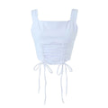 Design inspired drawstring sexy low cut short tank top