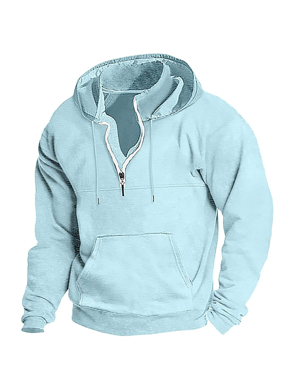 Simple Half-Zip Hoodie Casual Sport Solid Color Hooded Sweatshirt