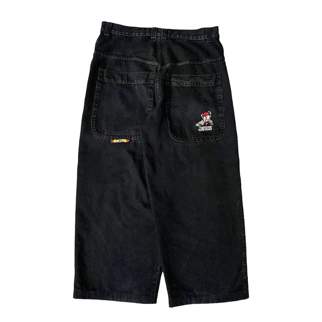 Printed jeans men's straight leg loose wide leg pants
