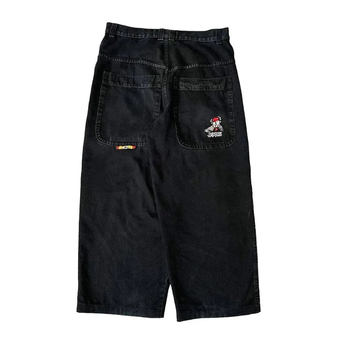 Printed jeans men's straight leg loose wide leg pants