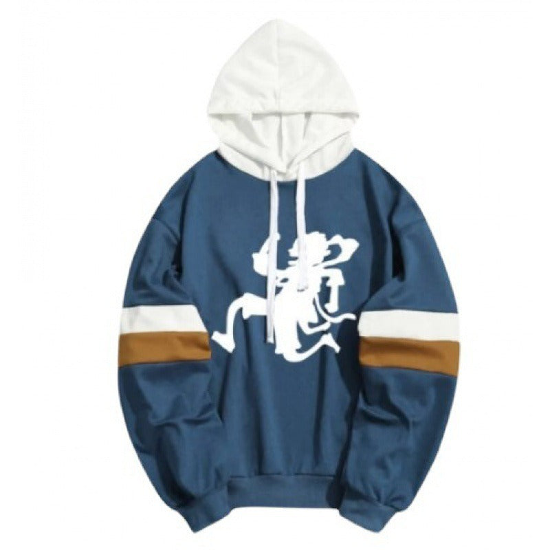Printed patchwork men's and women's parallel bar hoodie and hat
