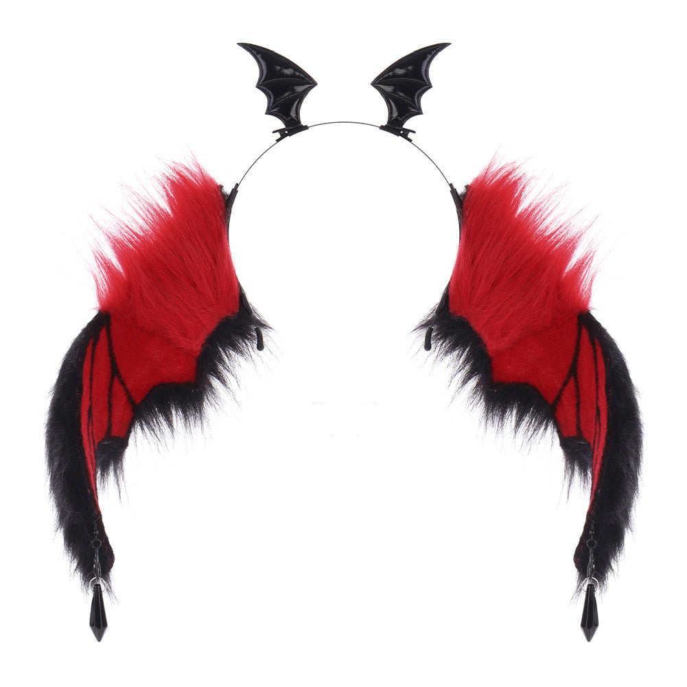 Dark Style Devil Bat Headband Halloween Convention Devil Horns Cosplay Bendable Animal Ears Performance Prop