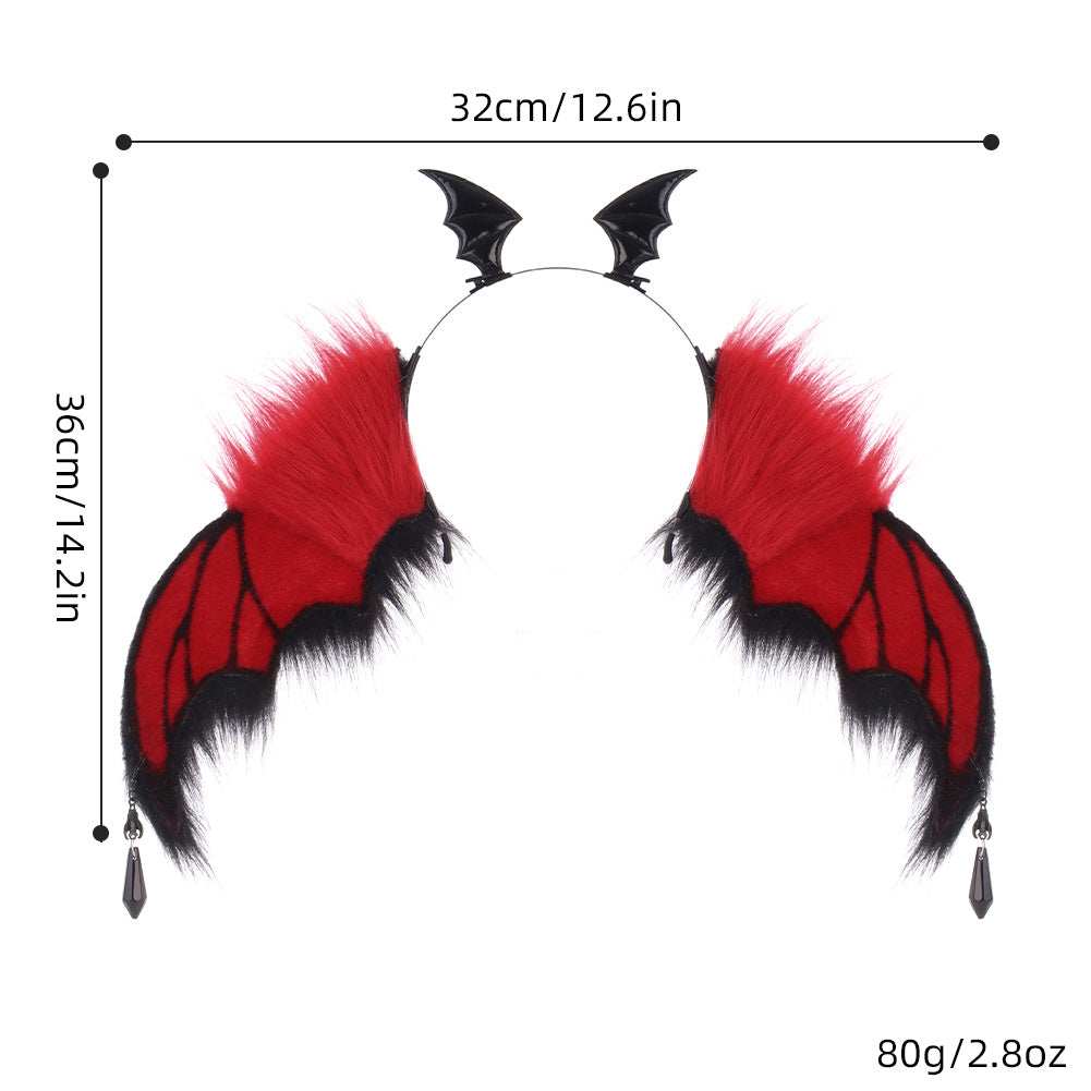 Dark Style Devil Bat Headband Halloween Convention Devil Horns Cosplay Bendable Animal Ears Performance Prop