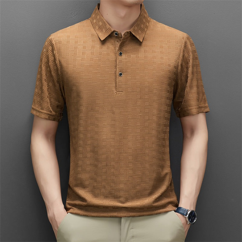Polo collar fashionable casual short sleeved t-shirt personalized breathable half sleeved top Father's Day