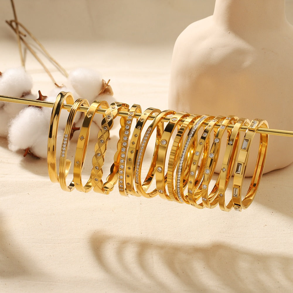 Geometric Bracelet Stainless Steel Zircon Bracelet Fashion Retro Titanium Steel Bracelet