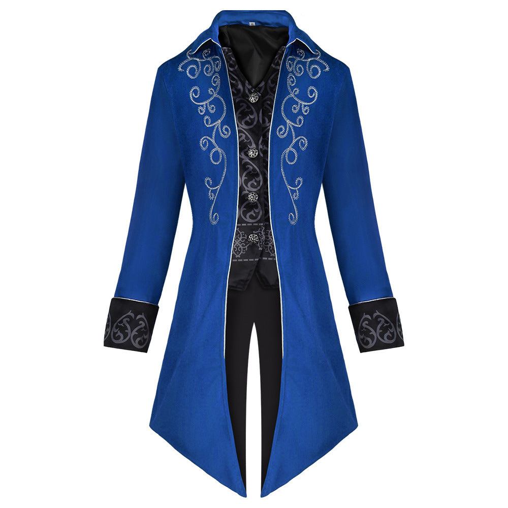 Halloween retro costume medium long punk men's cosplay coat