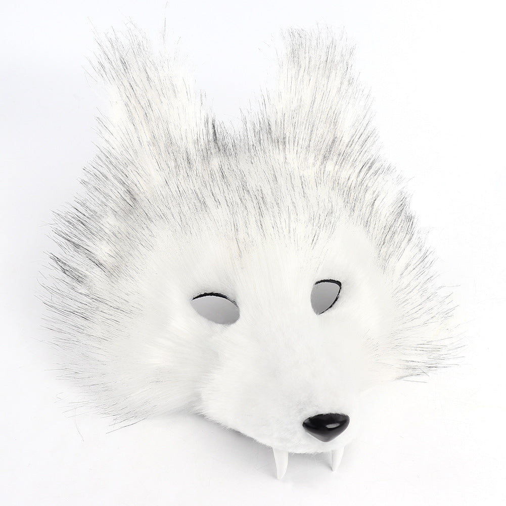 Halloween Realistic Wolf Tooth Mask 3D Set Cosplay Lone Wolf Plush Animal Tail Party Costume Accessory