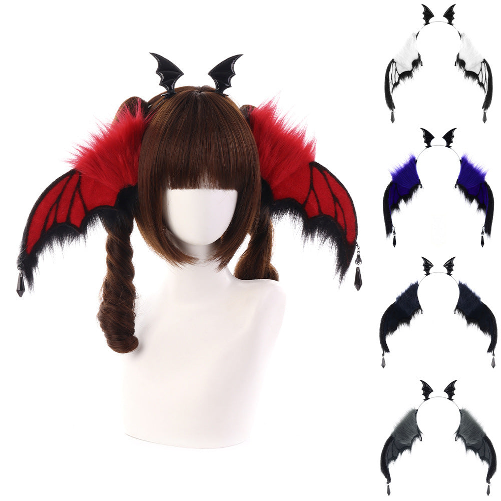 Dark Style Devil Bat Headband Halloween Convention Devil Horns Cosplay Bendable Animal Ears Performance Prop