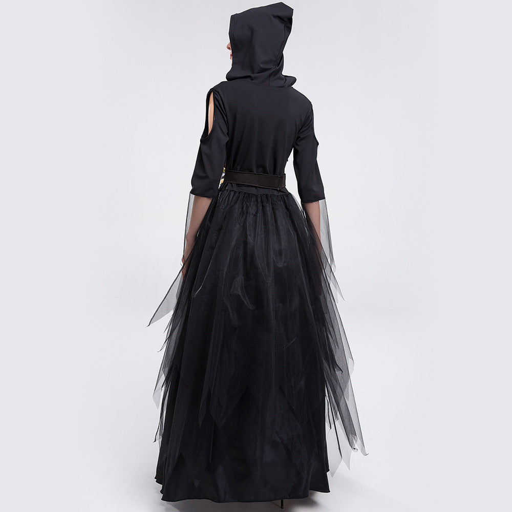 Halloween lace long dress witch mage cosplay witch performance costume