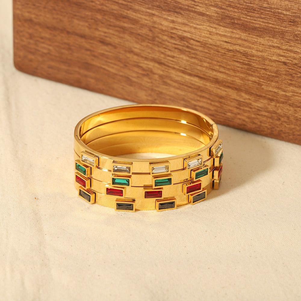 Geometric Bracelet Stainless Steel Zircon Bracelet Fashion Retro Titanium Steel Bracelet