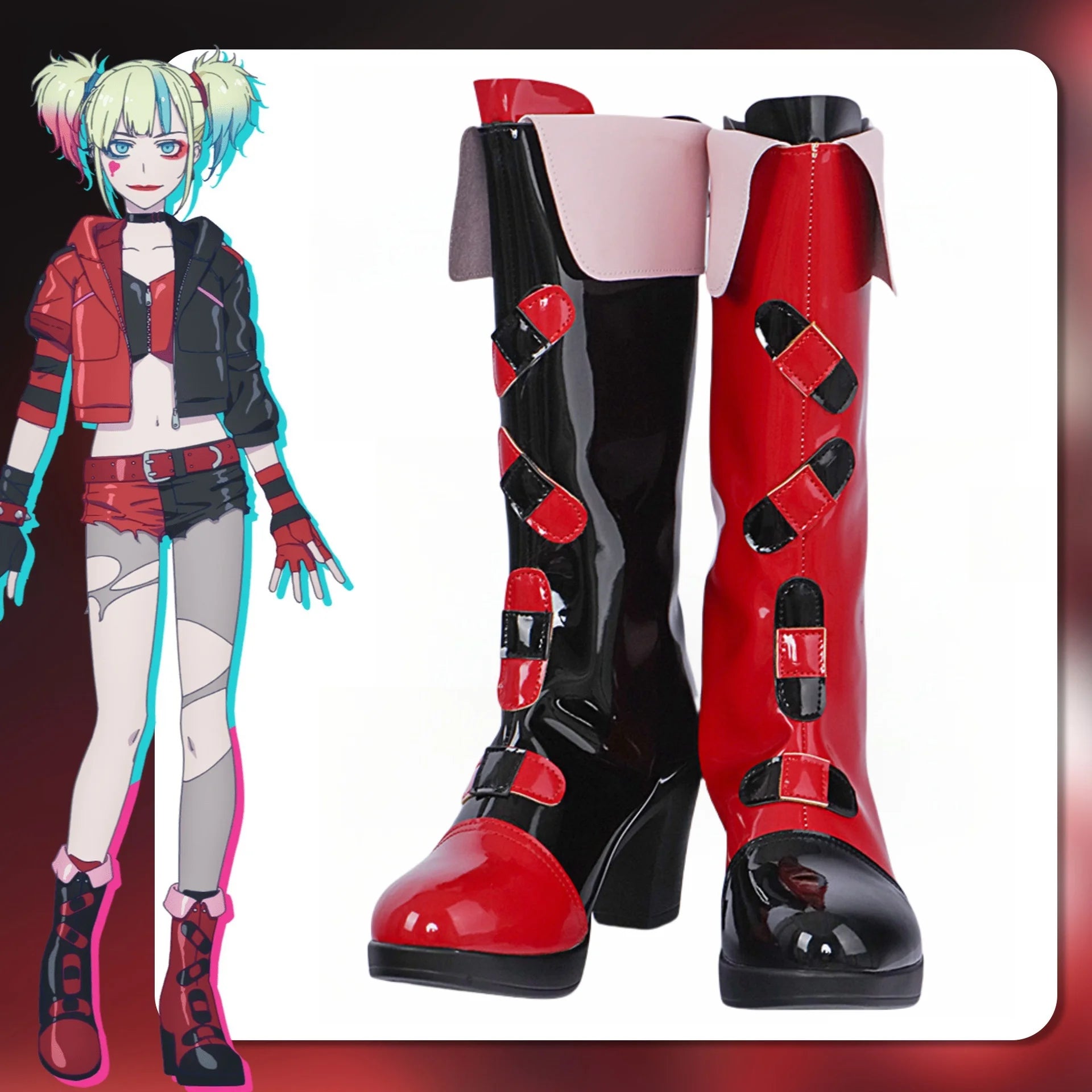 Harley Quinn Cosplay Shoes Anime Chinese Style Woman Game Role playing props