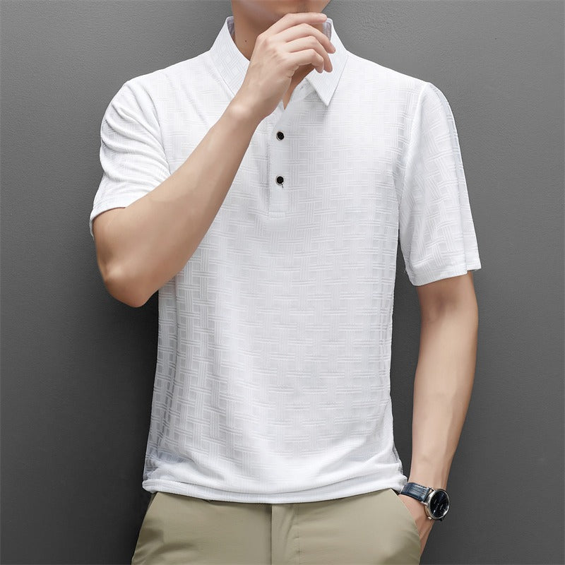 Polo collar fashionable casual short sleeved t-shirt personalized breathable half sleeved top Father's Day