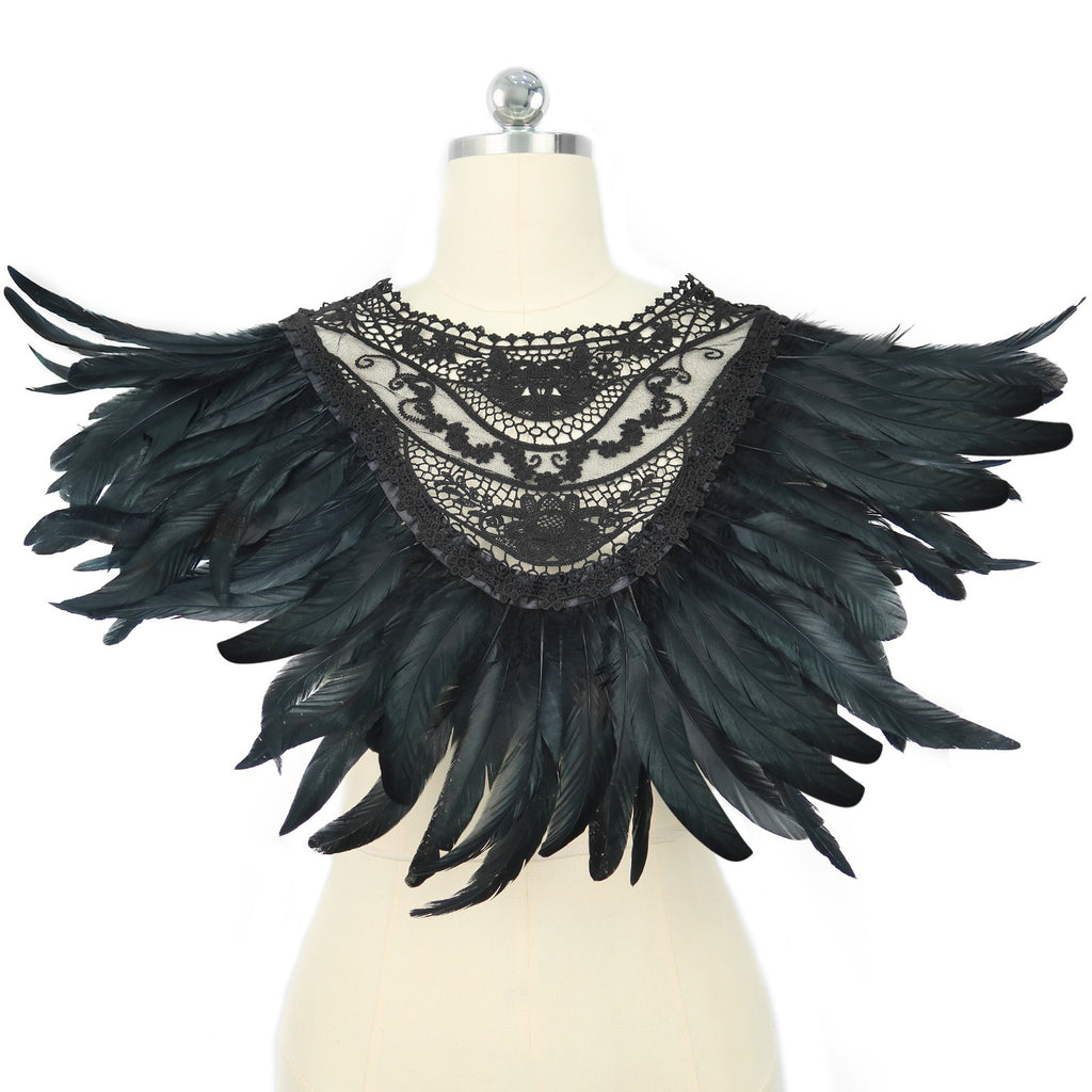 Feather shawl gothic cosplay makeup ball accessories runway stage costumes