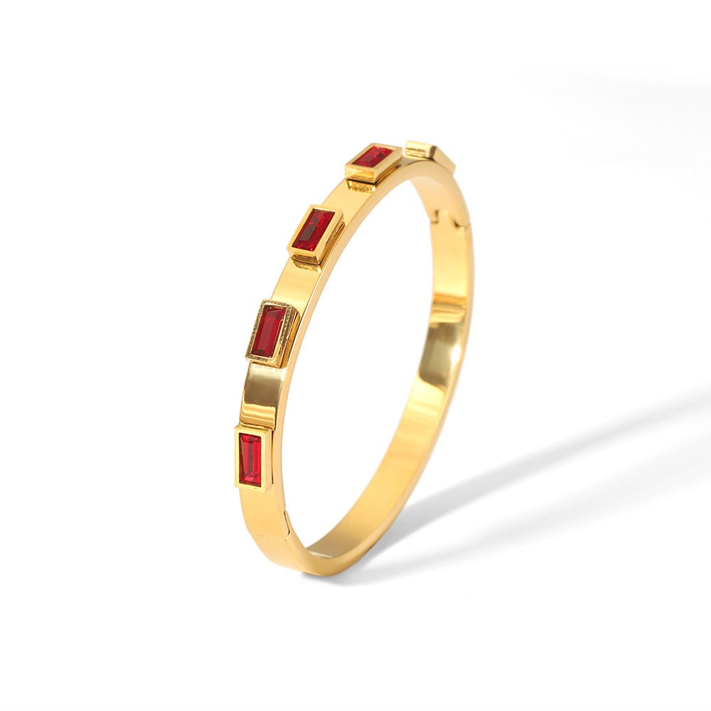 Geometric Bracelet Stainless Steel Zircon Bracelet Fashion Retro Titanium Steel Bracelet