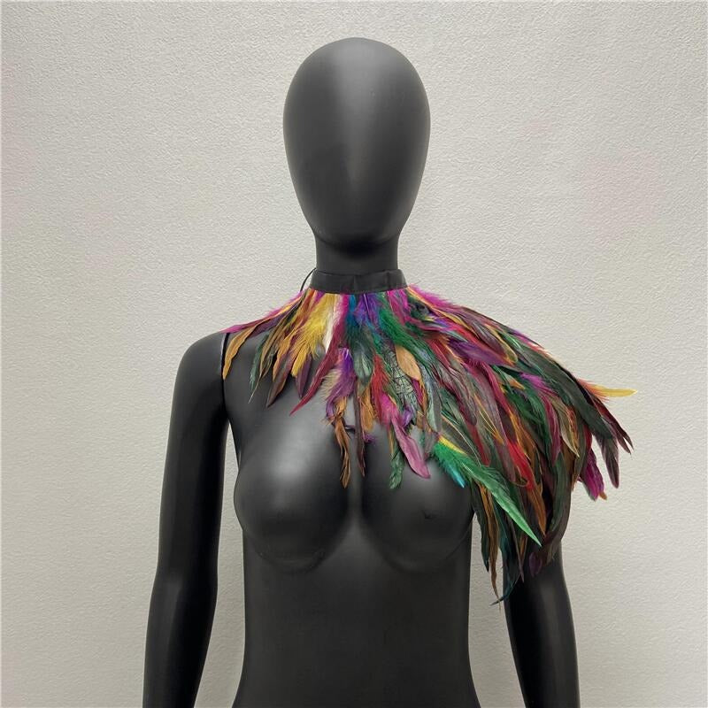 Feather shawl fake collar stage runway makeup dance Halloween costume accessories