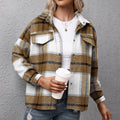 Long sleeved plaid top loose casual shirt plush plaid jacket jacket jacket for women