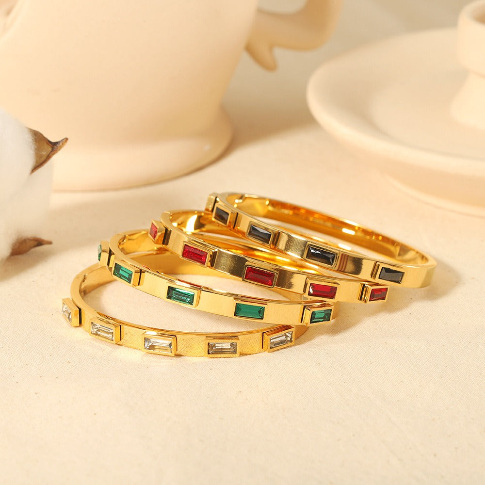 Geometric Bracelet Stainless Steel Zircon Bracelet Fashion Retro Titanium Steel Bracelet