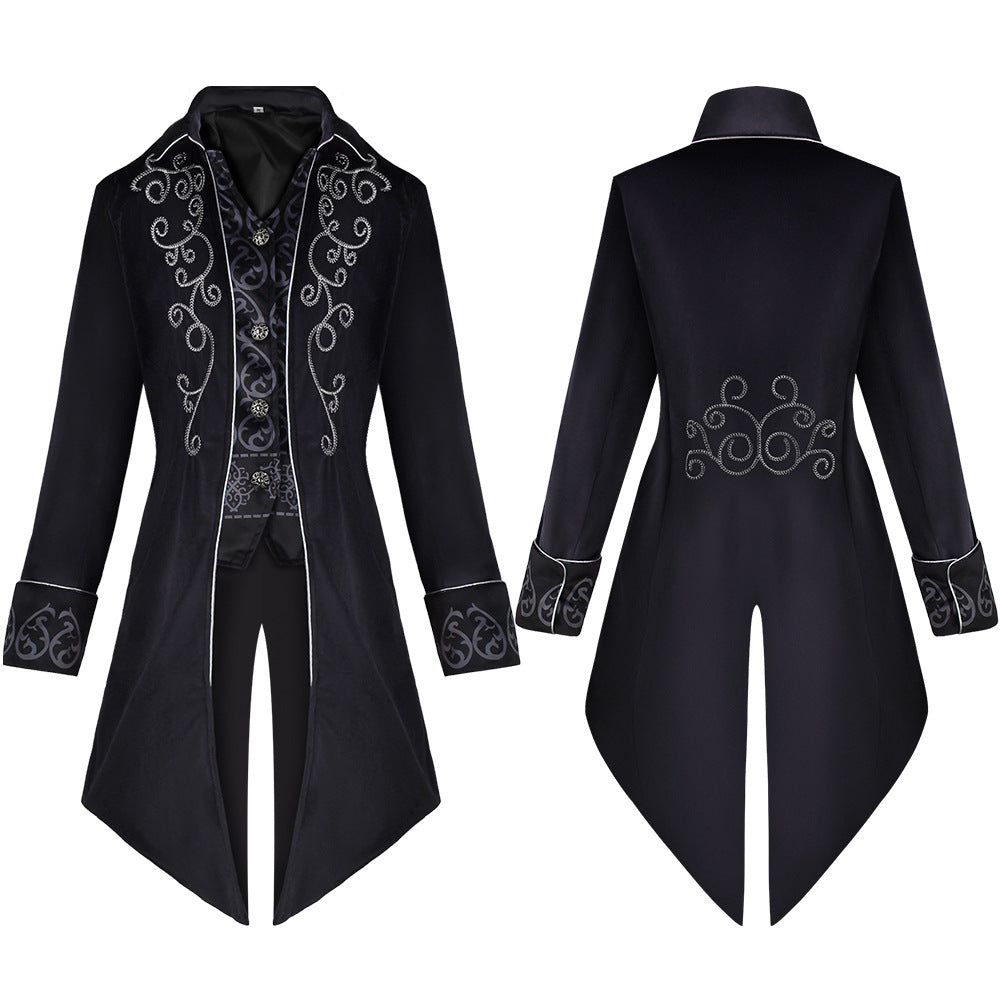 Halloween retro costume medium long punk men's cosplay coat
