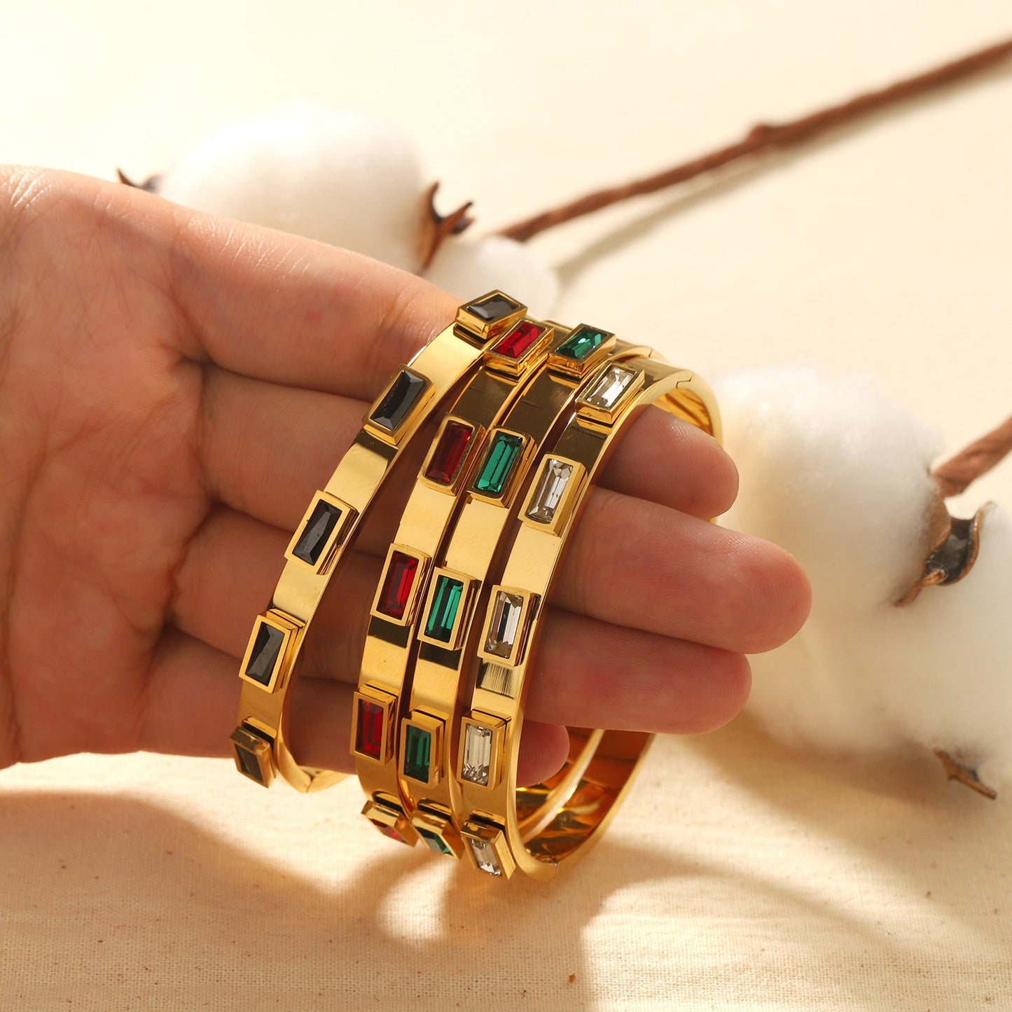 Geometric Bracelet Stainless Steel Zircon Bracelet Fashion Retro Titanium Steel Bracelet