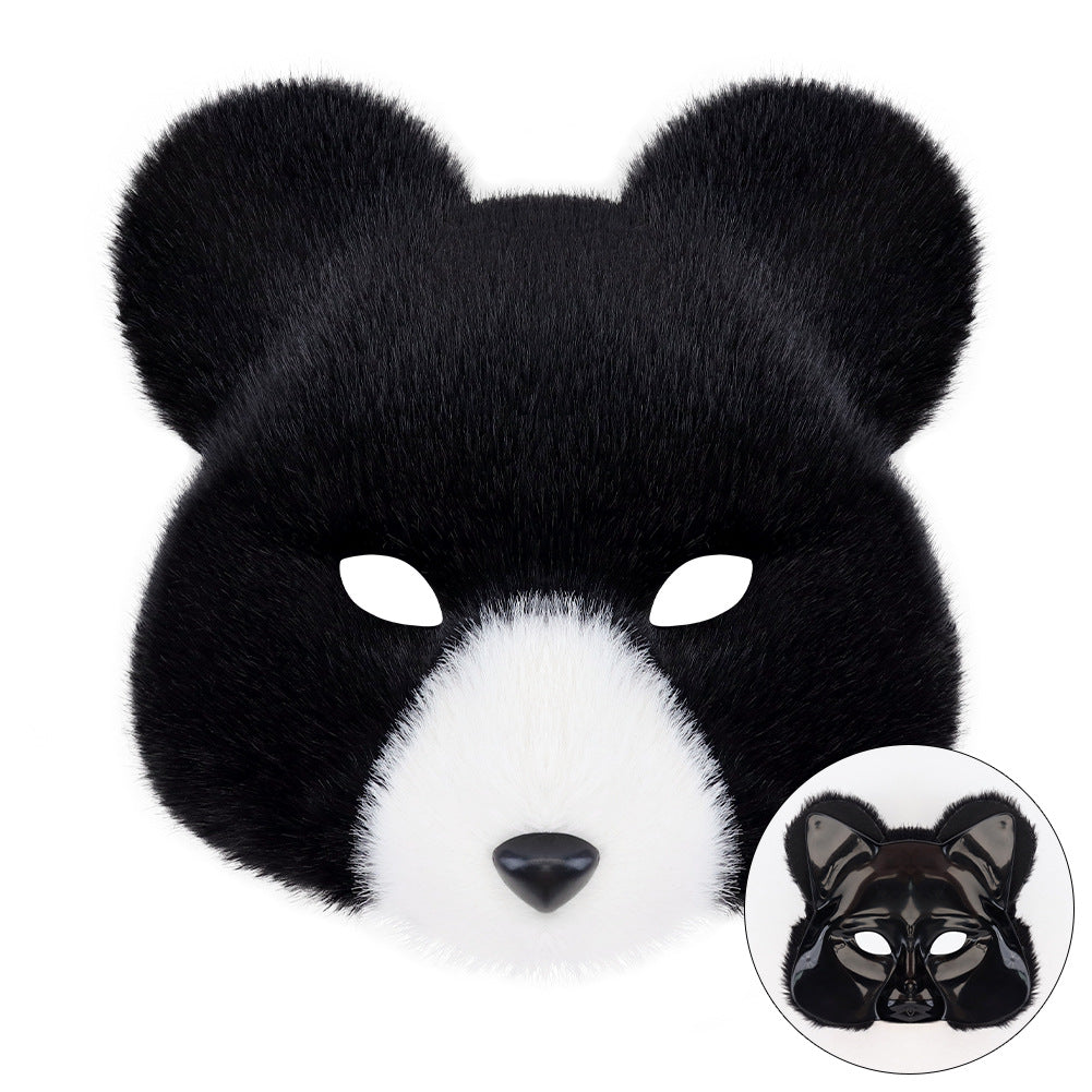 Halloween Fuzzy Costume Set with Realistic Bear Mask and Handmade Bear Paw Gloves for Cosplay and Convention Props