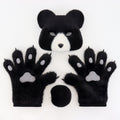 Halloween Fuzzy Costume Set with Realistic Bear Mask and Handmade Bear Paw Gloves for Cosplay and Convention Props