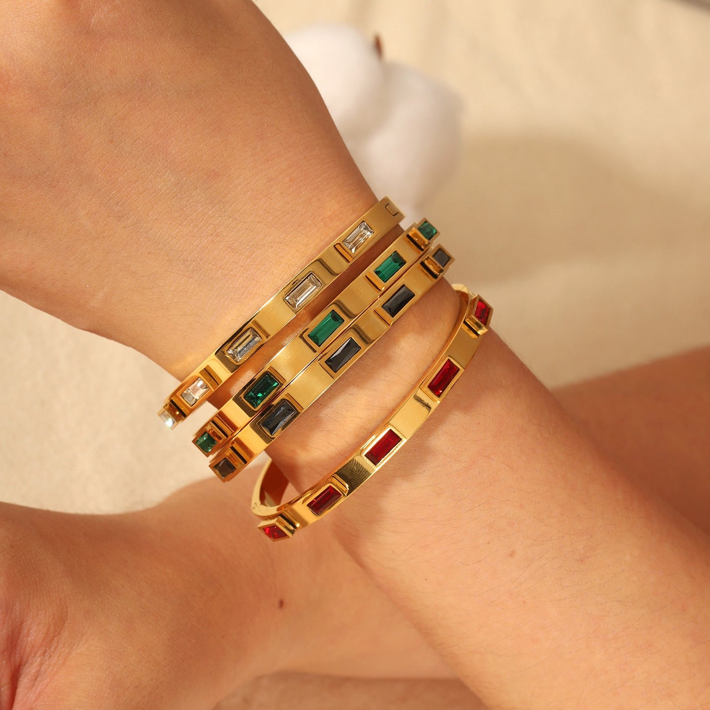 Geometric Bracelet Stainless Steel Zircon Bracelet Fashion Retro Titanium Steel Bracelet