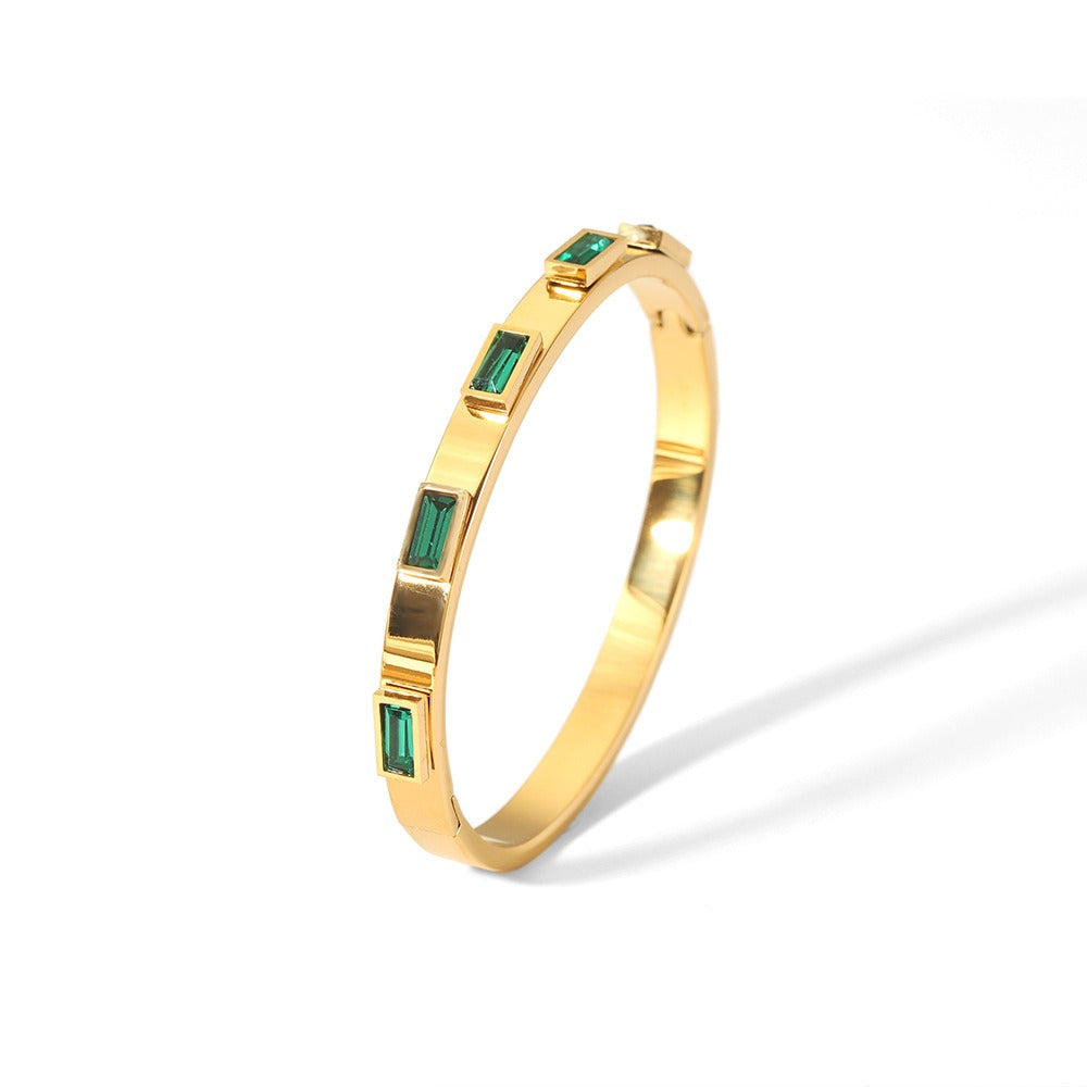 Geometric Bracelet Stainless Steel Zircon Bracelet Fashion Retro Titanium Steel Bracelet