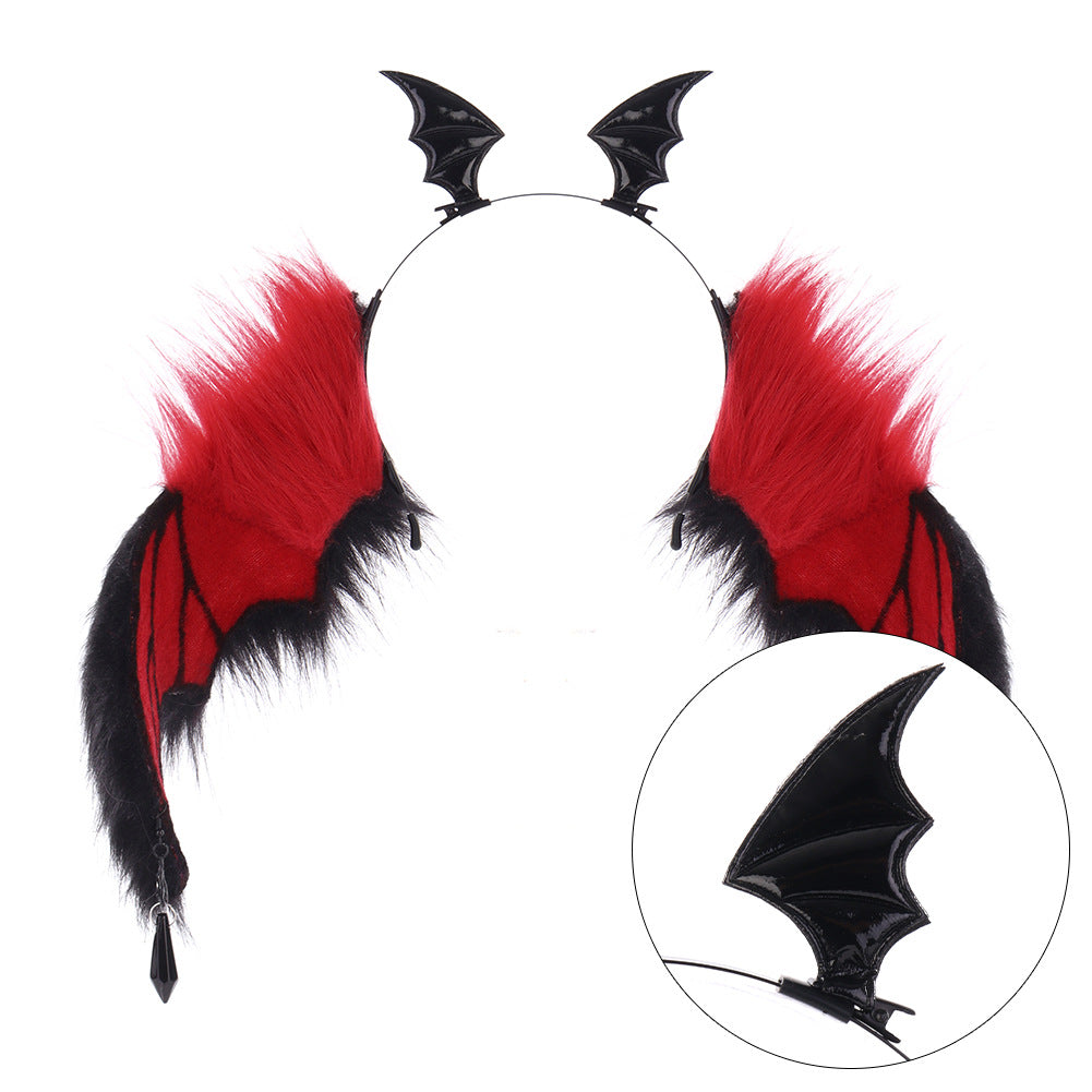 Dark Style Devil Bat Headband Halloween Convention Devil Horns Cosplay Bendable Animal Ears Performance Prop