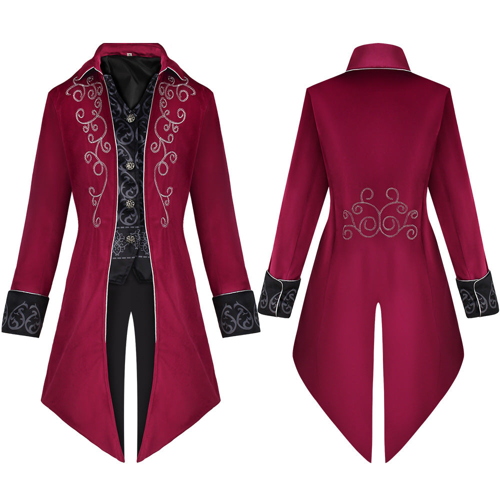 Halloween retro costume medium long punk men's cosplay coat