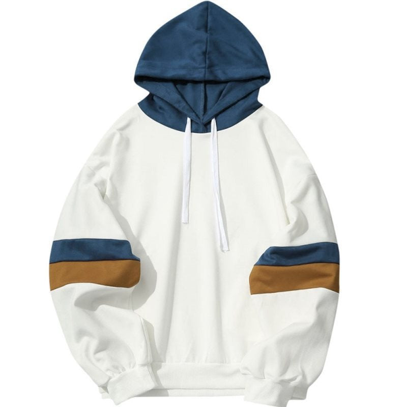 Printed patchwork men's and women's parallel bar hoodie and hat