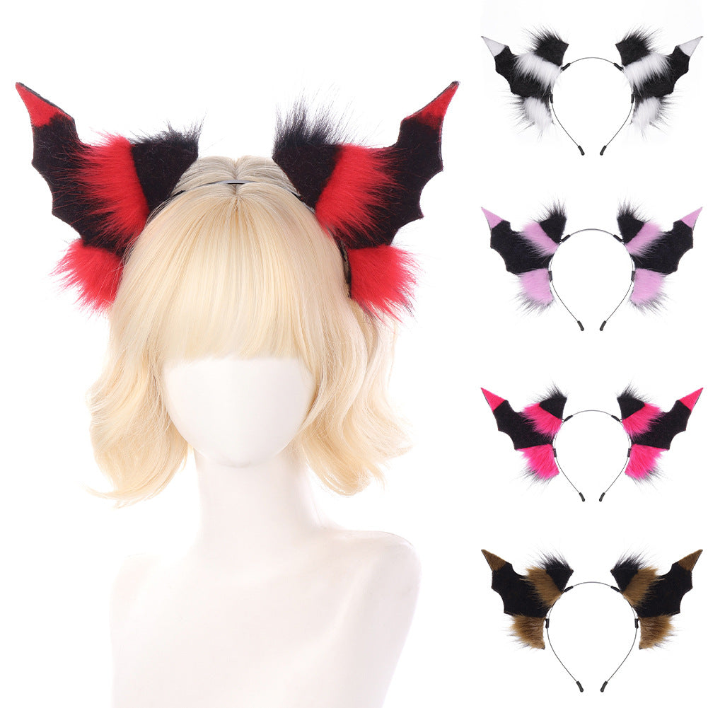 Halloween Dark Headwear, Cosplay Devil Horns, Bat Animal Ears, Multi-Color Hairband, Witch Costume Accessory