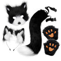 Halloween Plush Fox Mask Set with Faux Fox Ears Headband, Tail, Animal Paws and Cosplay Accessories