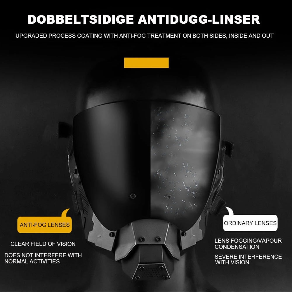 Cyberpunk Cosplay Full Face Mask Removable Double Sided Anti-fog Lens Sports Protective Mask